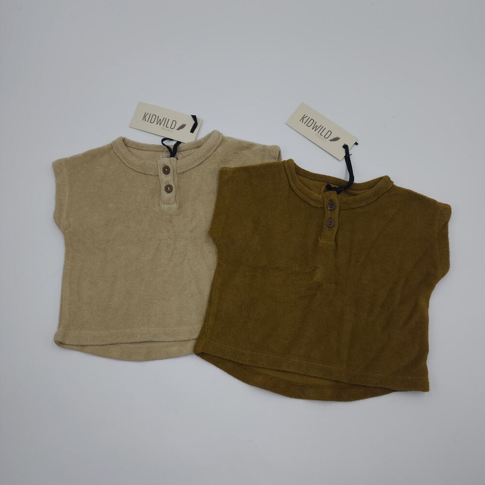 KidWild Organic Bundle of Two Terry Boxy Tee Desert Curry Size 0-3 Months